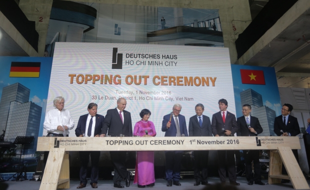 DEUTSCHES HAUS HO CHI MINH CITY IS CELEBRATING ITS OFFICIAL TOPPING OUT CEREMONY IN THE PRESENCE OF THE FEDERAL MINISTER OF FOREIGN AFFAIRS DR. FRANK-WALTER STEINMEIER